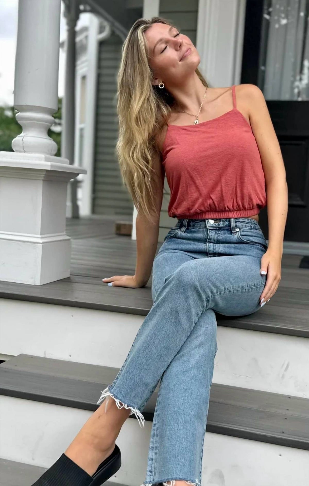 Bobi - Elastic Hem Cami Crop Top