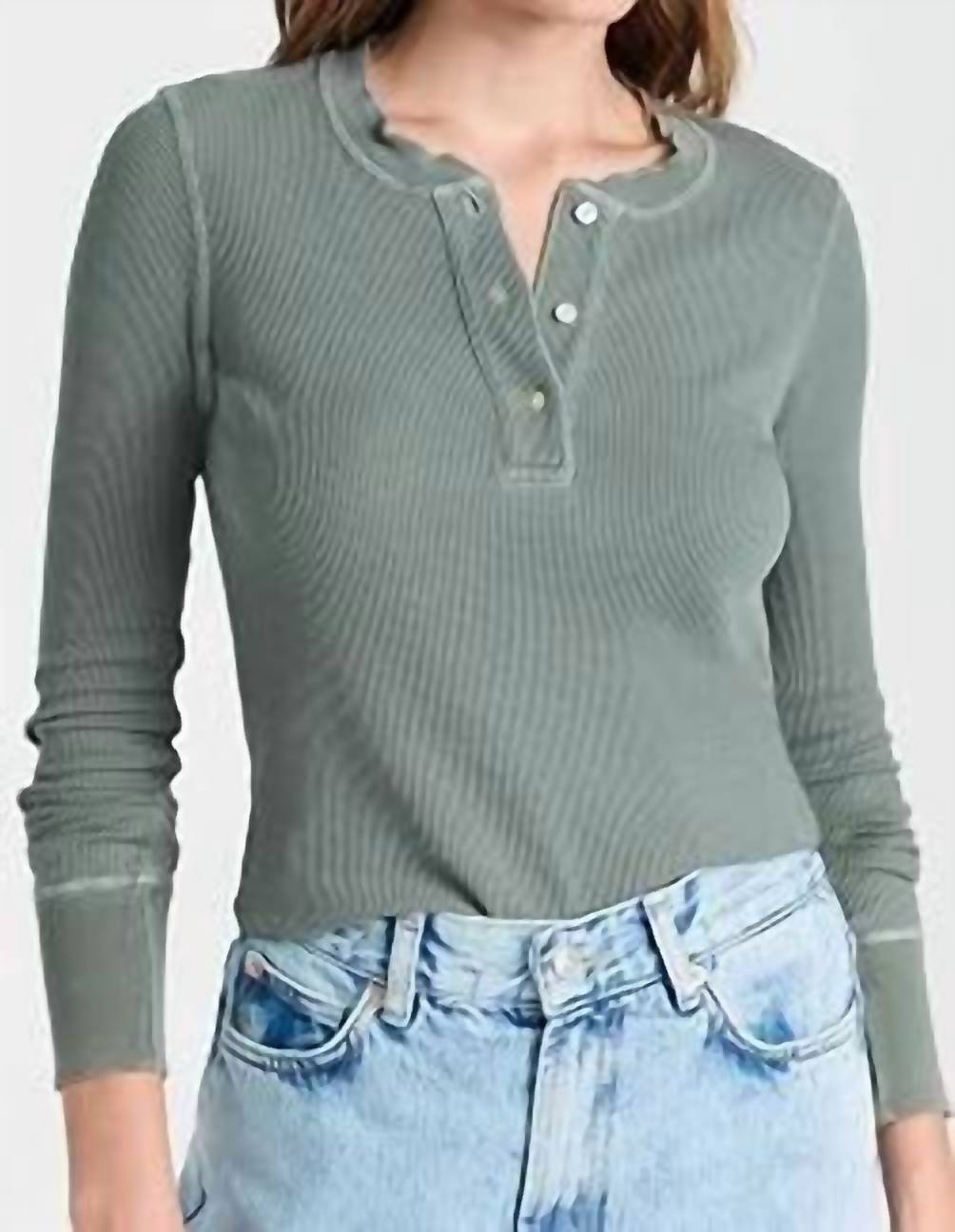 Amo - Thermal Henley Long Sleeve Tee