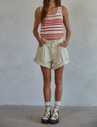By Together - Vivian Knit Sweater Cotton Striped Round Neck Tank Top