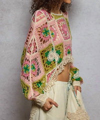 Pol - Jocelyn Crochet Shrug Fringe Crop Top