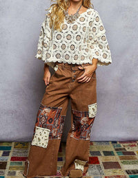 POL Floral Crochet Top in ivory - women's blouse - view 4