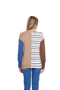 Multiples - Crewneck Striped Knit Sweater Top