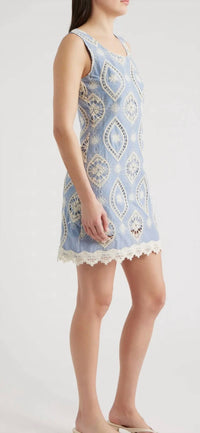 Zoe And Claire - Embroidered Cotton Mini Dress