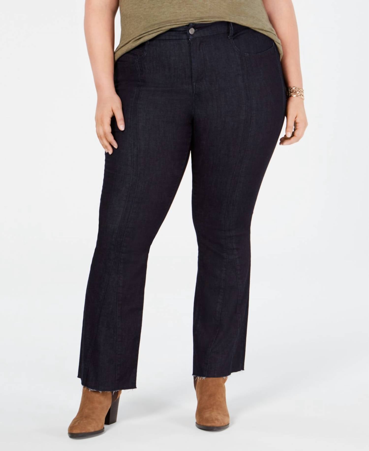 Ysj - Women's Plus Size Bootcut Raw Hem Jeans