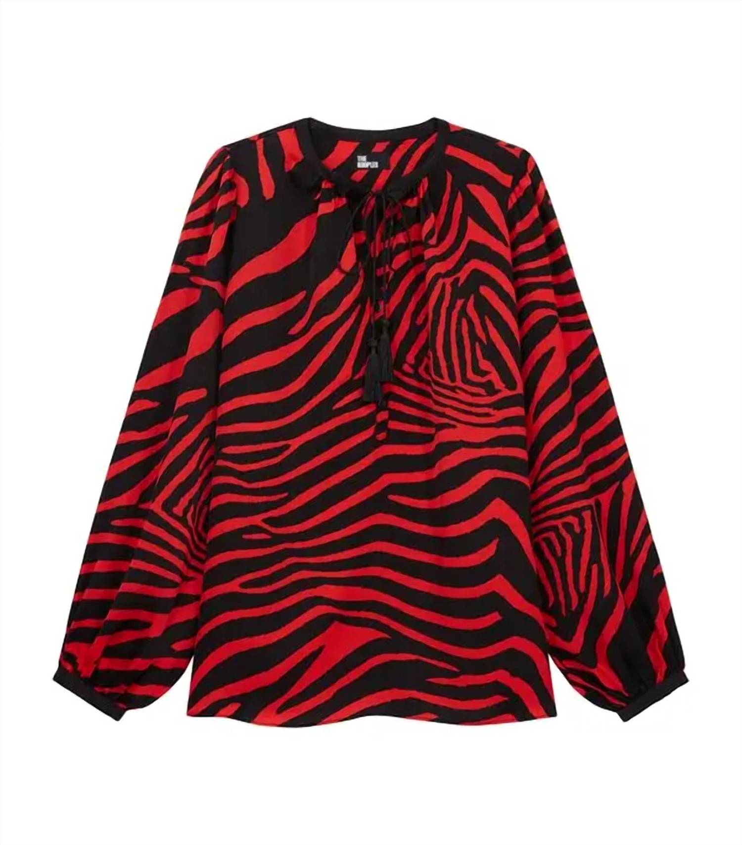 THE KOOPLES Women's Animal Print Long Sleeves Blouse in red black - women's blouse