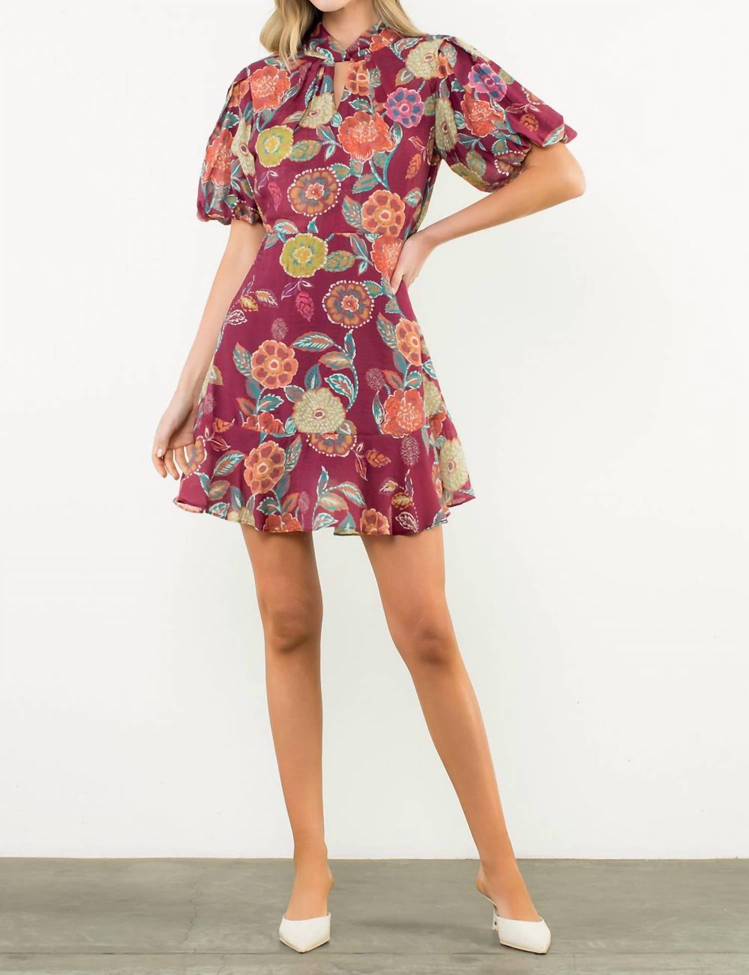 Thml - Puff Sleeve Floral Mini Dress