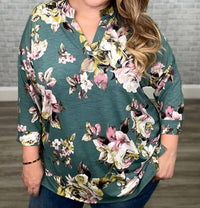 Honeyme - Floral Mandarin Collar Gabby Tunic Top