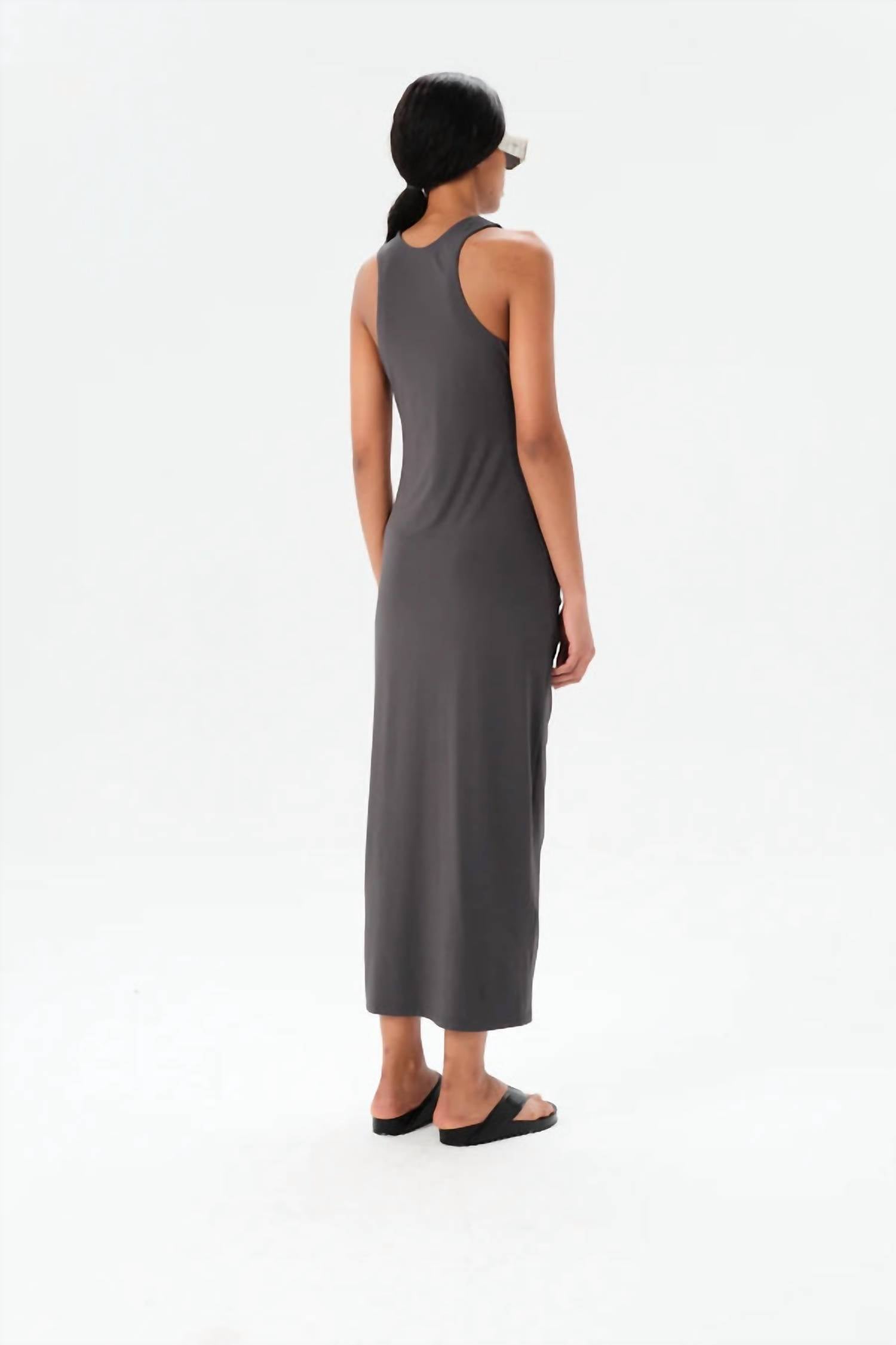 Maria Cher Ceibo Francine Midi Dress in charcoal - women's dress - alternate view