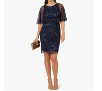 Adrianna Papell - Sparkle Beaded Mesh Popover Dress
