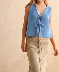 Miou Muse - Tie Front Knitted Vest Top