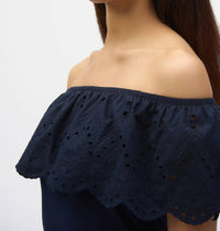 Joseph Ribkoff - Eyelet Off-shoulder Fitted Top