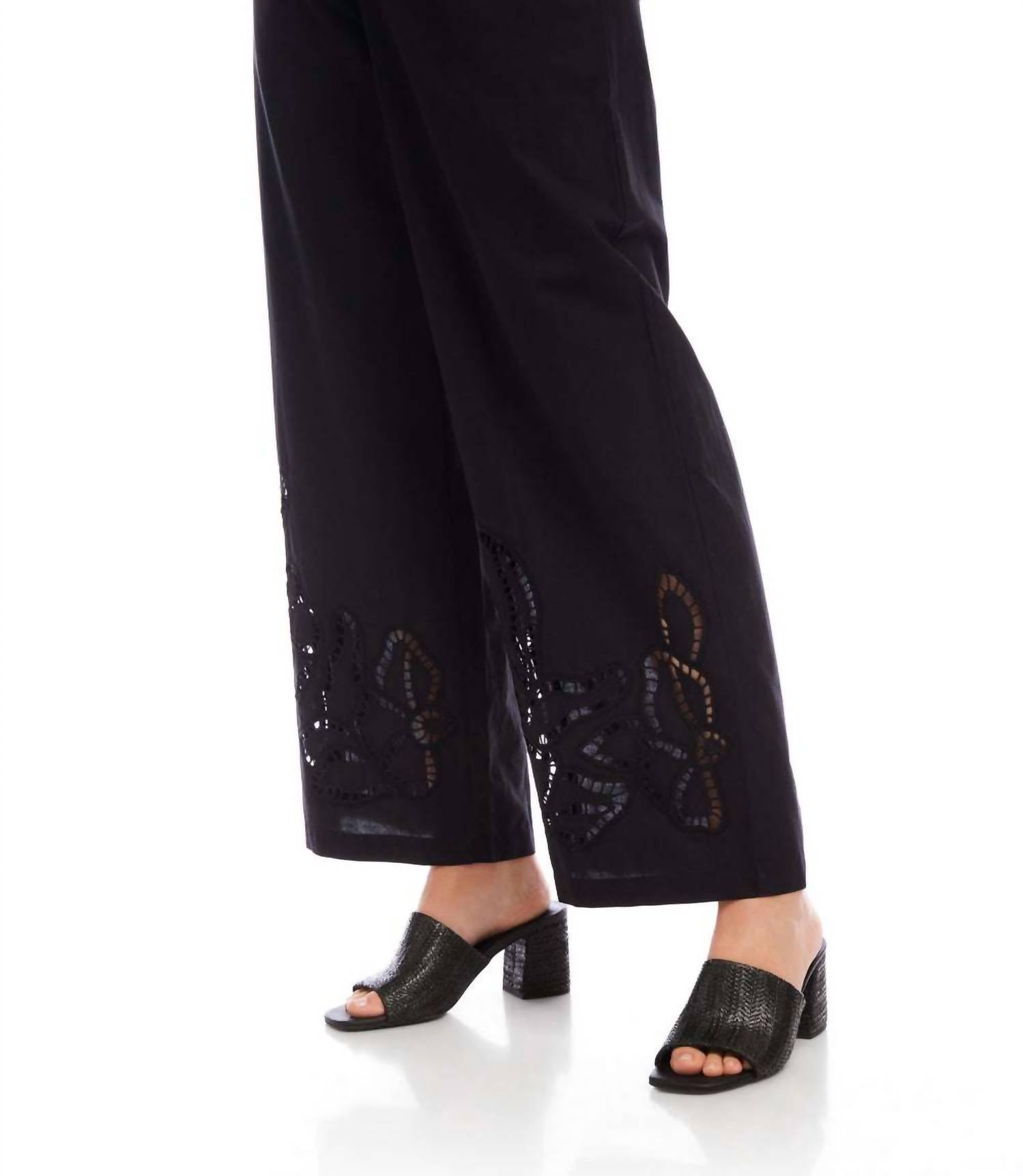 Karen Kane - Cutout Embroidery Wide Leg Pants
