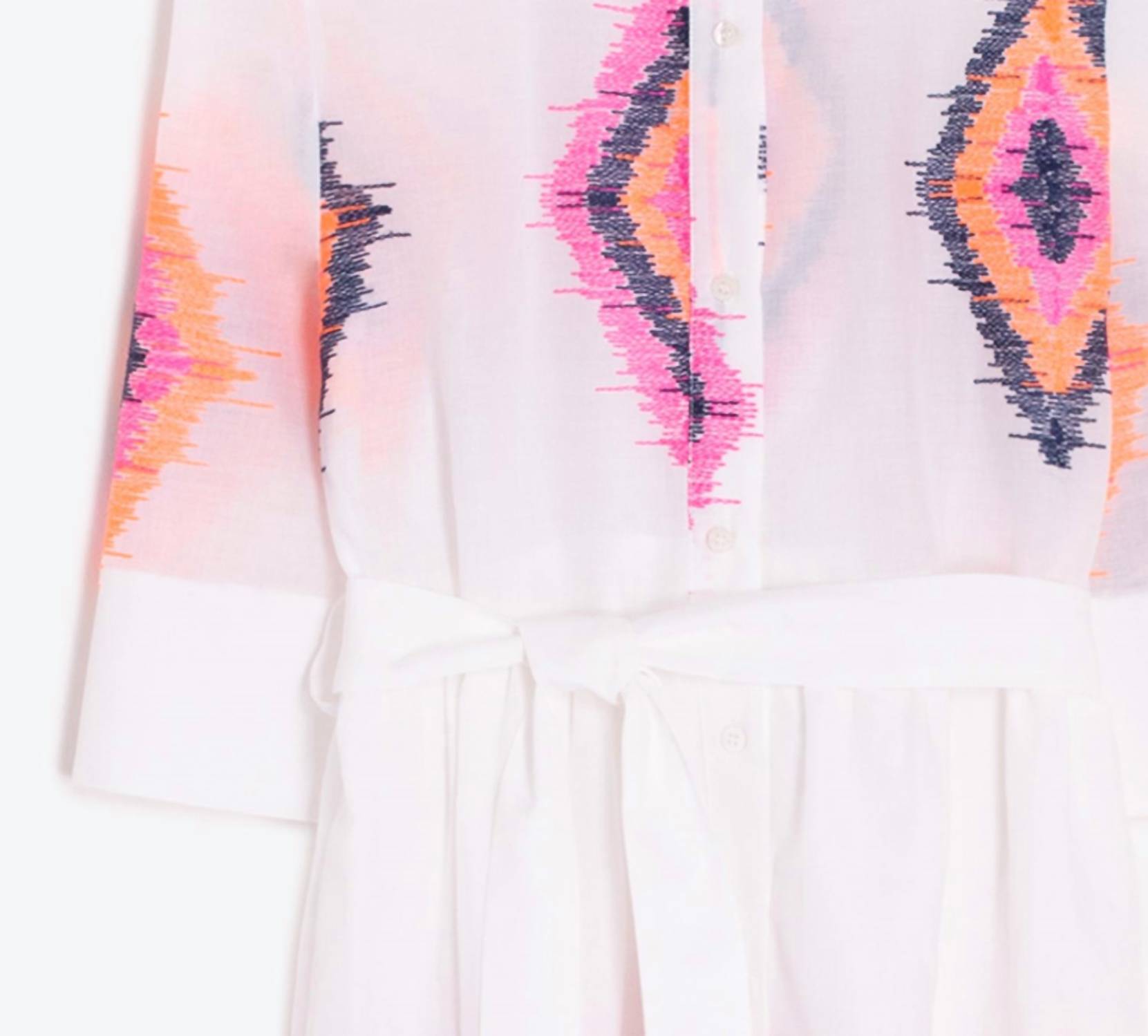 Vilagallo - BORDADO IKAT BUTTON TIE DRESS
