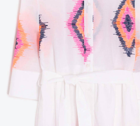 Vilagallo - BORDADO IKAT BUTTON TIE DRESS