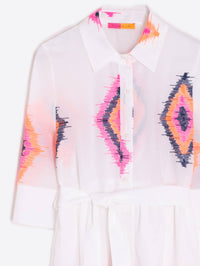 Vilagallo - BORDADO IKAT BUTTON TIE DRESS