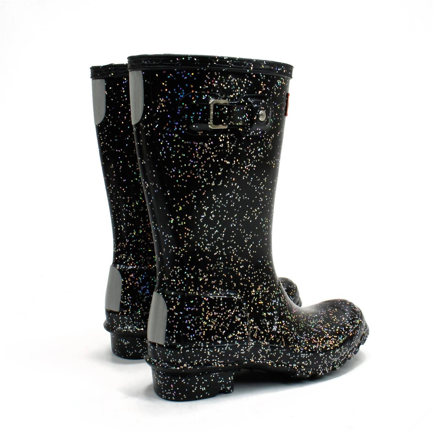 HUNTER Girls Giant Glitter Rain Boots in black - kids' shoe - detail view