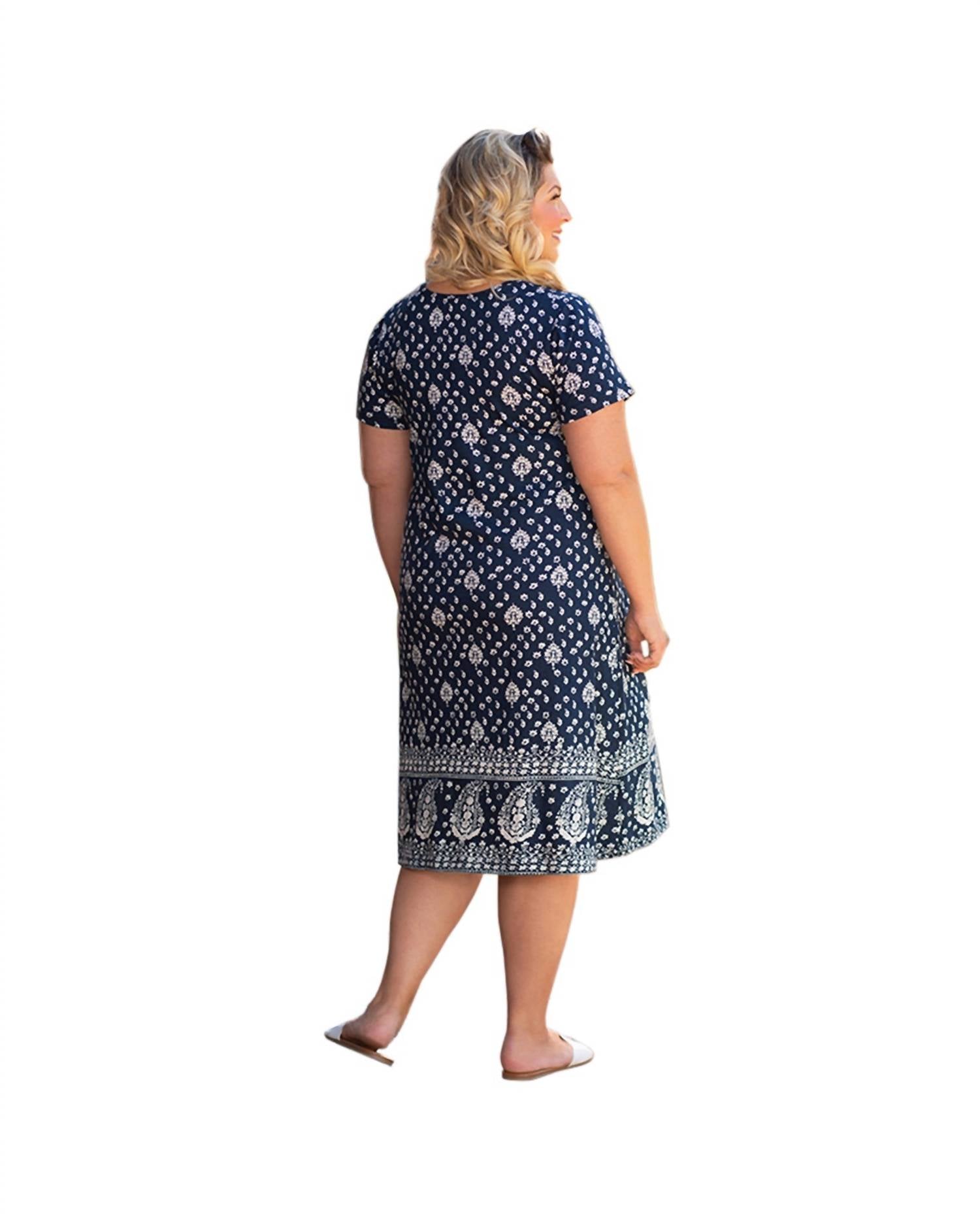 On The Plus Side - Cotton Short Sleeve U-Neck Penelope Dress - Plus Size
