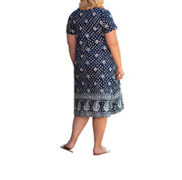 On The Plus Side - Cotton Short Sleeve U-Neck Penelope Dress - Plus Size
