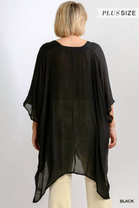 umgee Caftan Scoop Neck Tunic in black - women's shirt - view 5