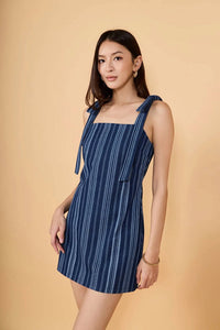 English Factory - Stripe Bow Shoulder Mini Dress