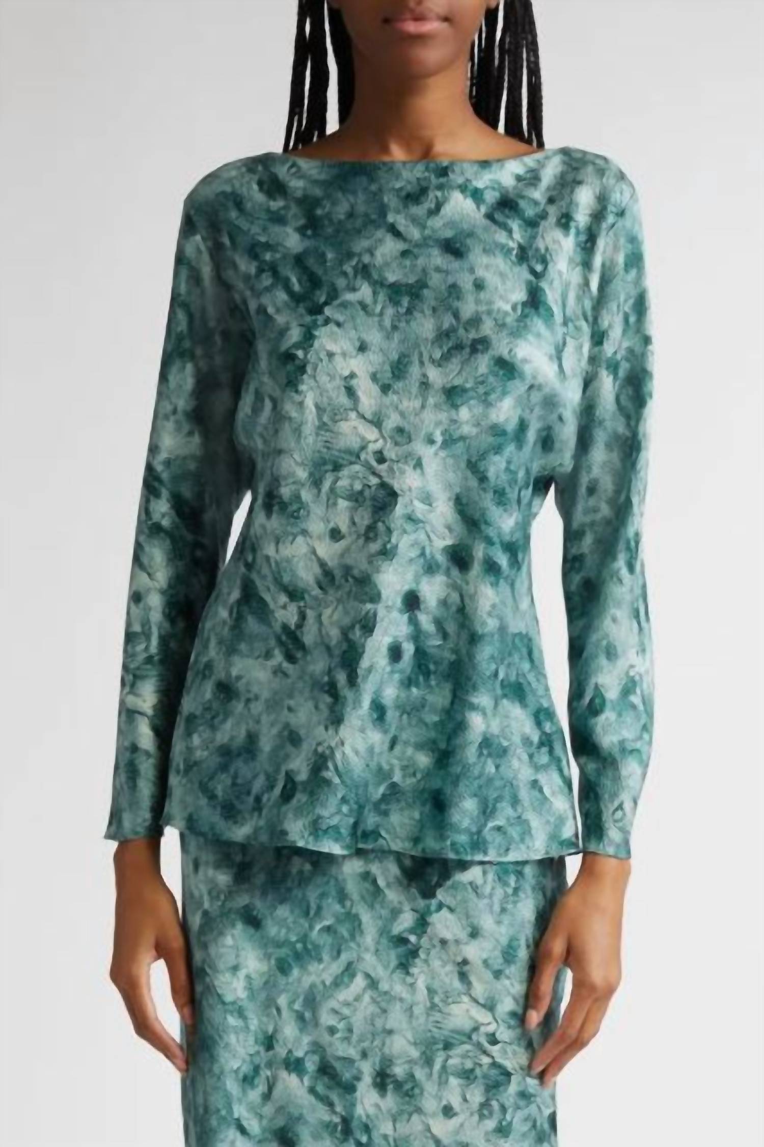 Lafayette 148 - Bateau Neck Dolman Sleeve Stretch Silk Blouse