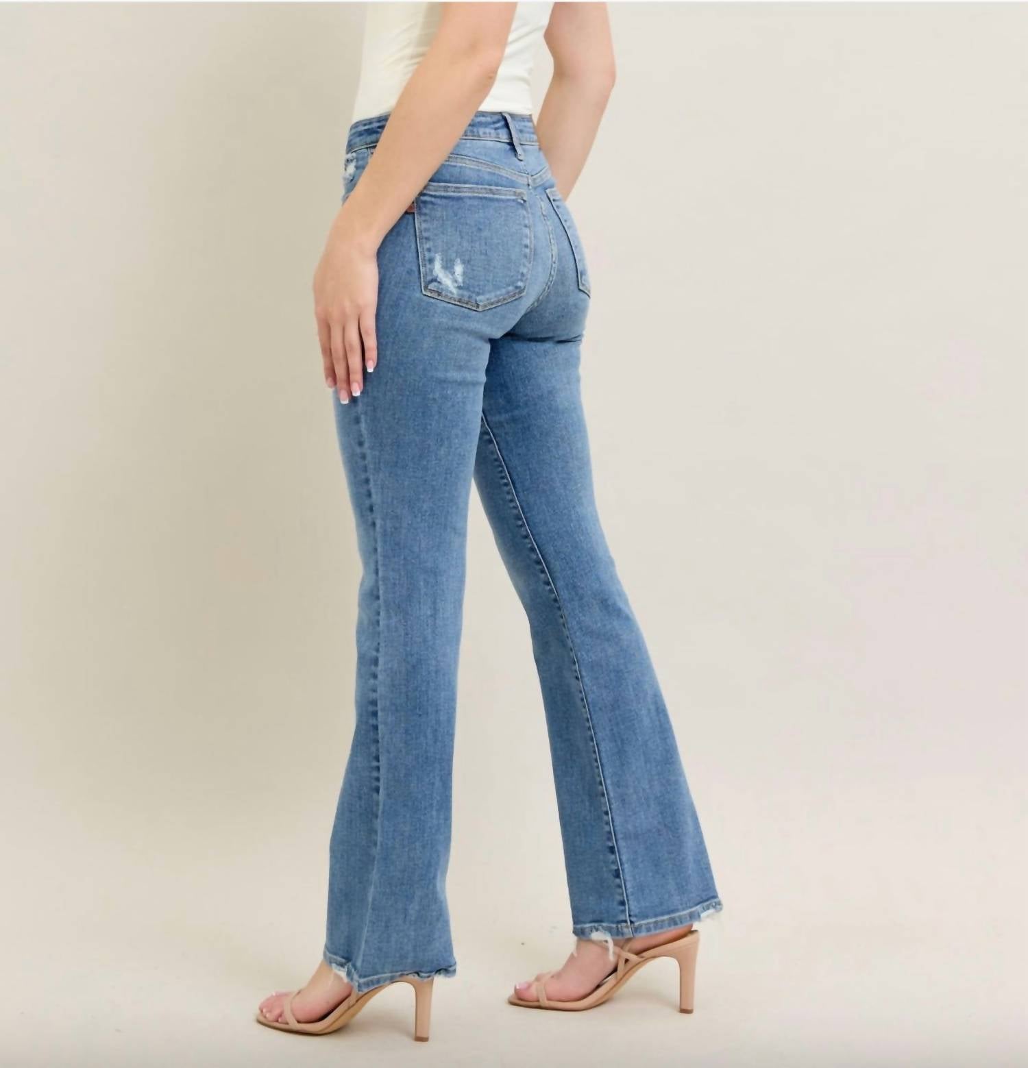 Judy Blue - Destroyed Hem Rise Bootcut Jeans
