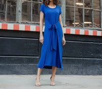 Clara Sun Woo - Wrap Overlay Center Tie Midi Dress