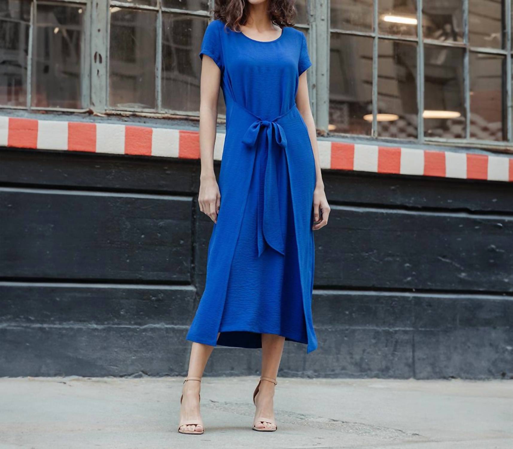 Clara Sun Woo - Wrap Overlay Center Tie Midi Dress