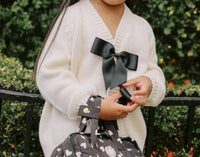 Rylee + Cru Bow Cardigan in natural - kids' sweater - detail view