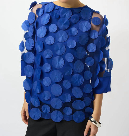 Joseph Ribkoff - 3d Dot Mesh 3/4 Sleeves Top