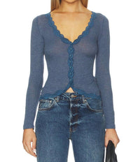 Free People Big Love Cardigan in ocean heather - women's cardigan