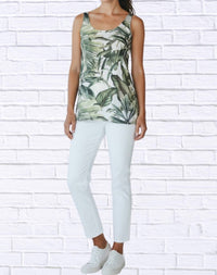 Calypso - Tropical Leaf Print Tank Top