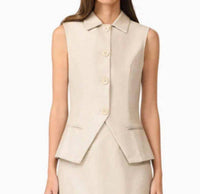 Curaae Malia Leather Vest in clay - women's jacket - detail view
