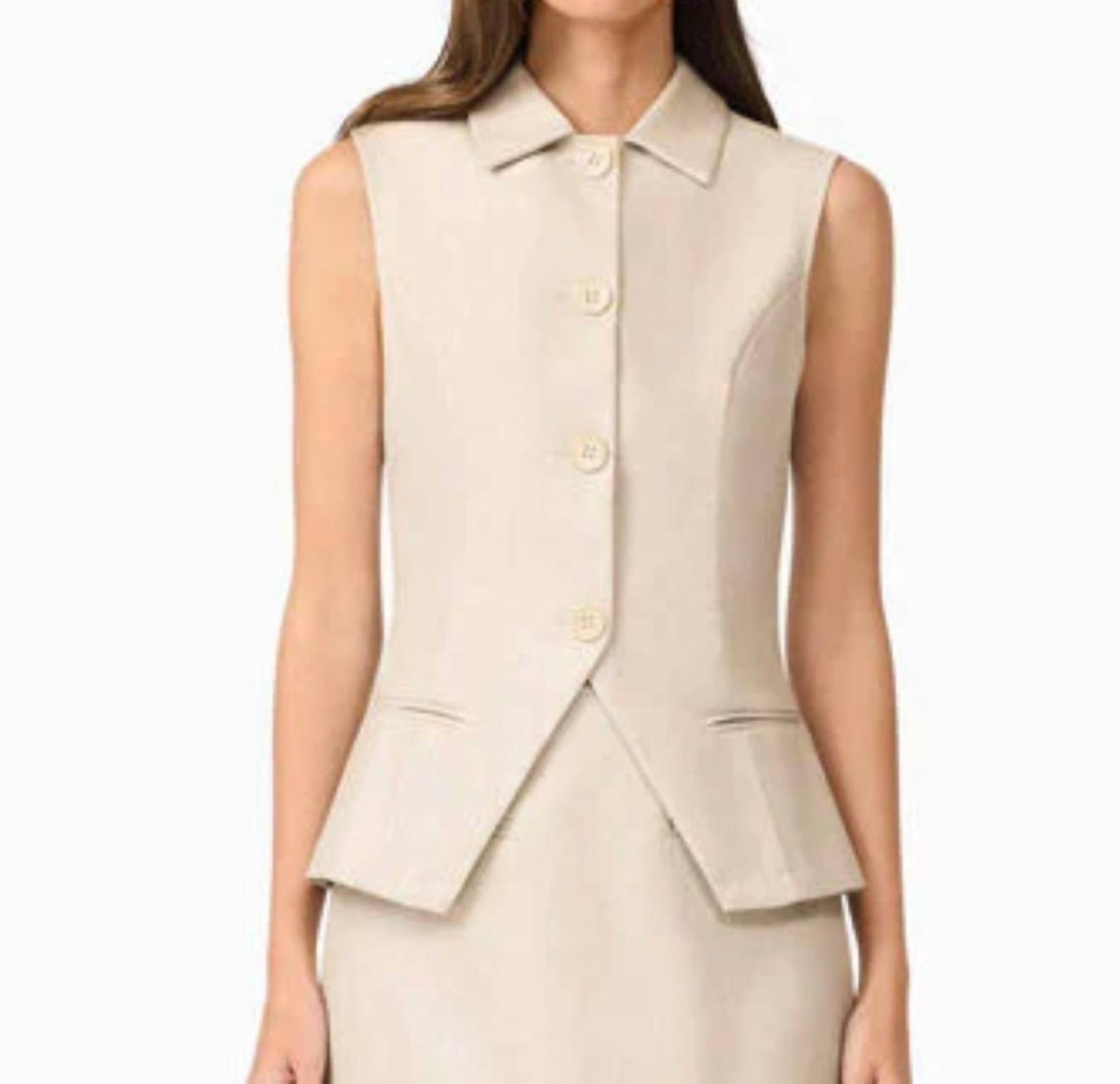 Curaae Malia Leather Vest in clay - women's jacket - detail view