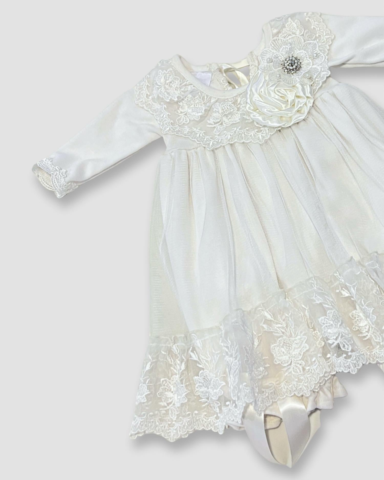 Katie Rose - Cotton Dress With Lace Overlay