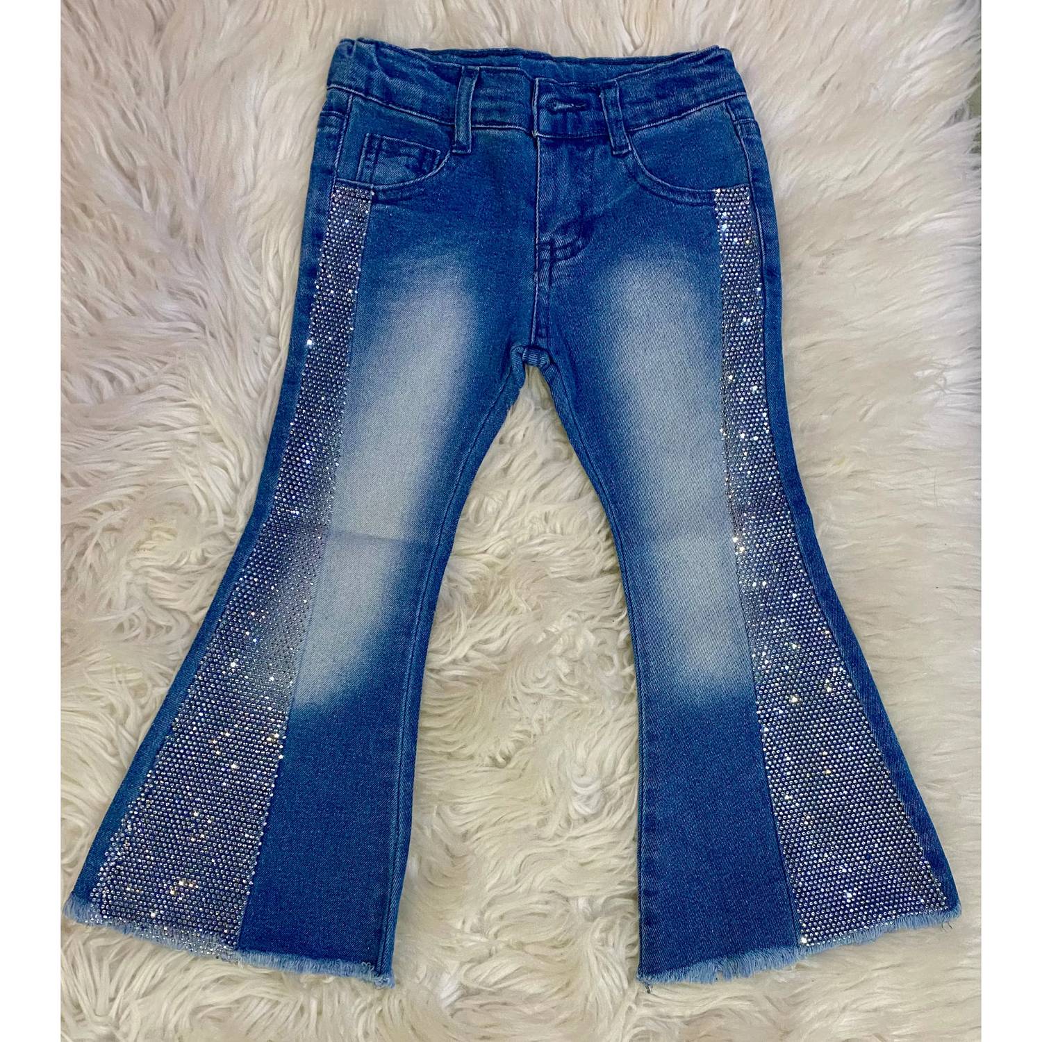 Kidscharm - Girl's Rhinestone Bell Bottom Jeans