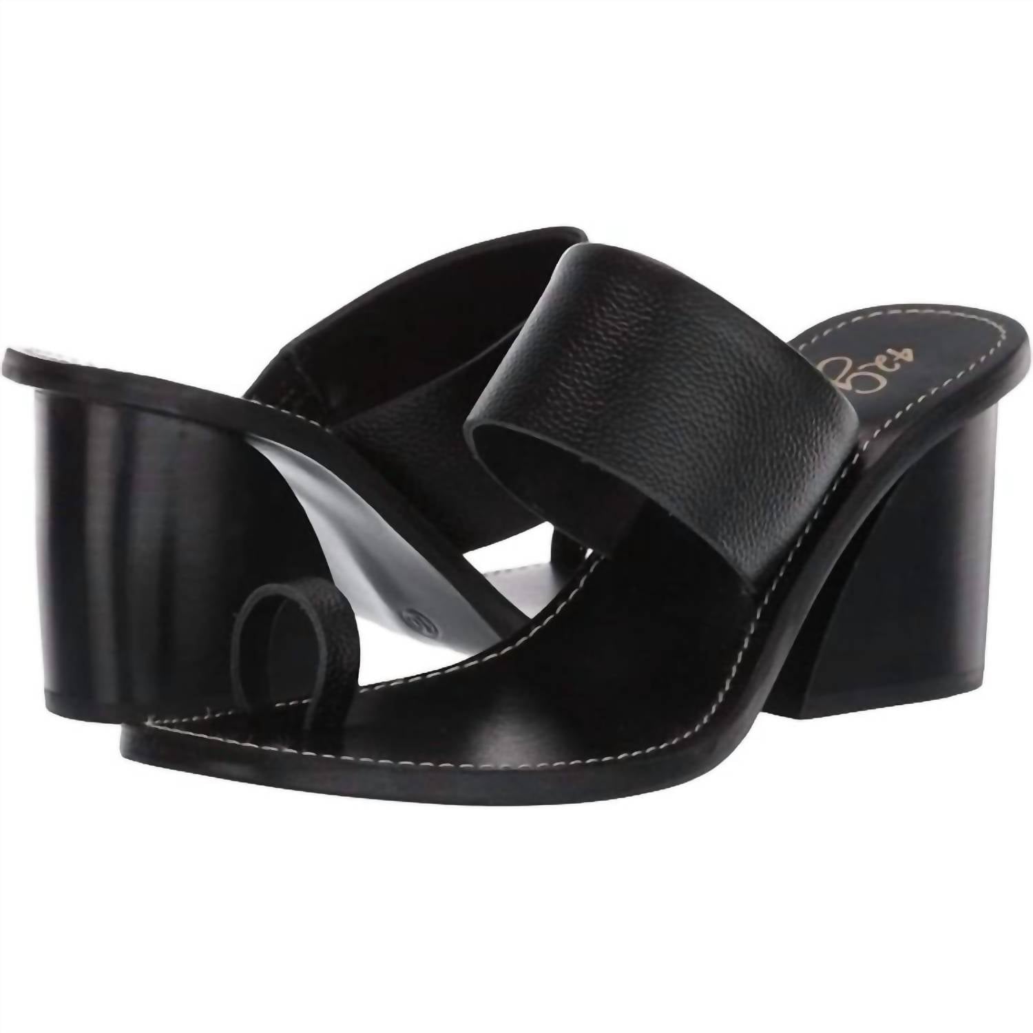 42 Gold - Eedie Single Toe Wide Strap Leather Heels