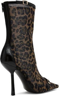 STEVE MADDEN Women's Ashlin Buckled Heels Boots in leopard - women's shoe - detail view