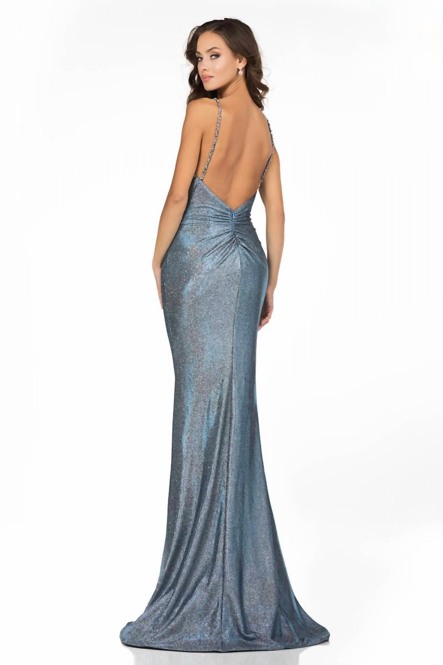 Terani Couture - Glitter Metallic Prom Maxi Dress