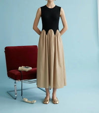 Heyson - Textured Knit Contrast Midi Dress