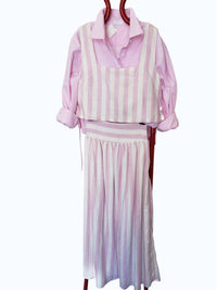 Urban Daizy - Women's Square Neck Striped Two Piece Crop Top & Maxi Skirt Set