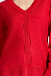 Tribal - Long Sleeve V-neck Sweater With Cables