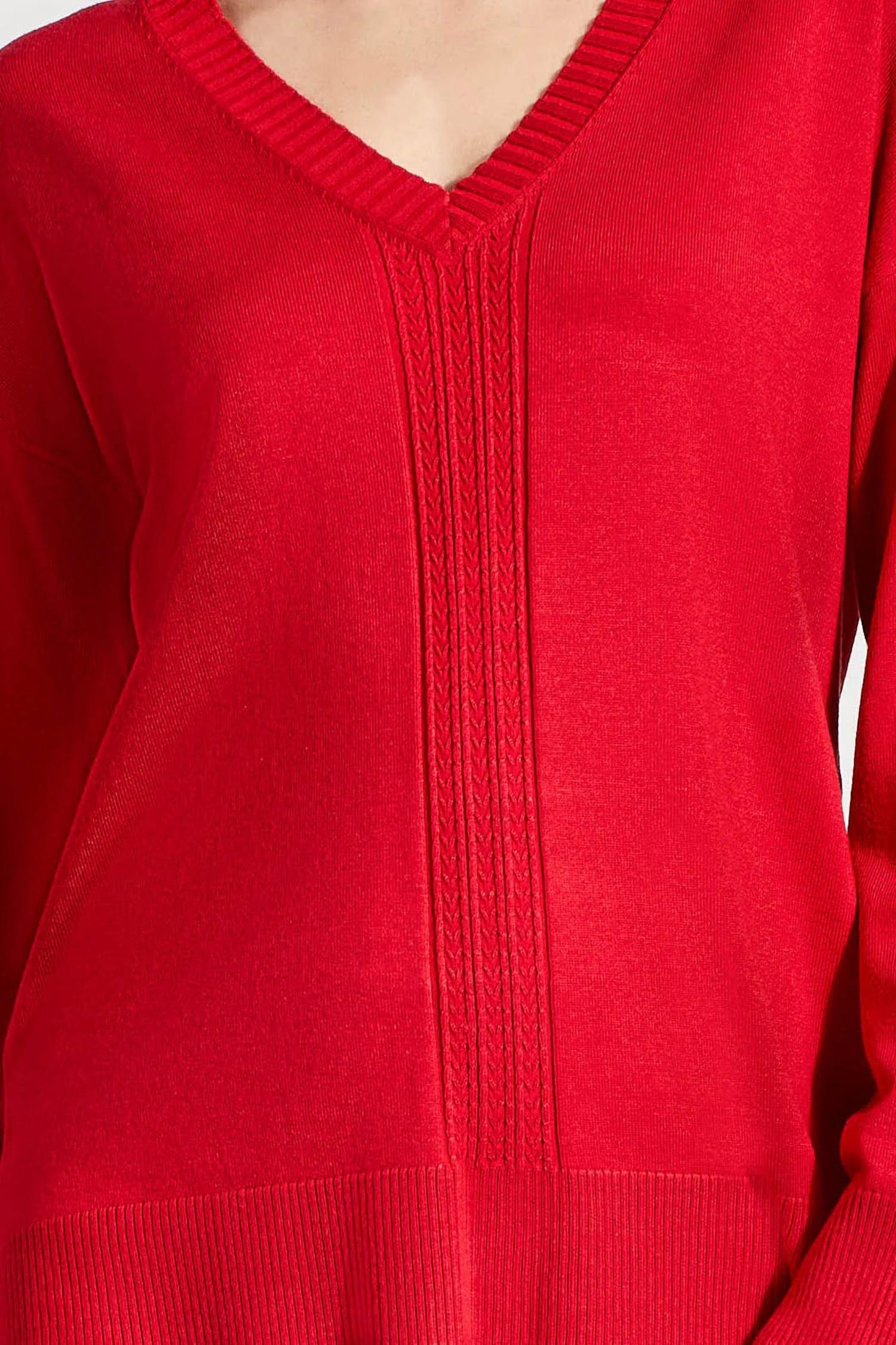 Tribal - Long Sleeve V-neck Sweater With Cables