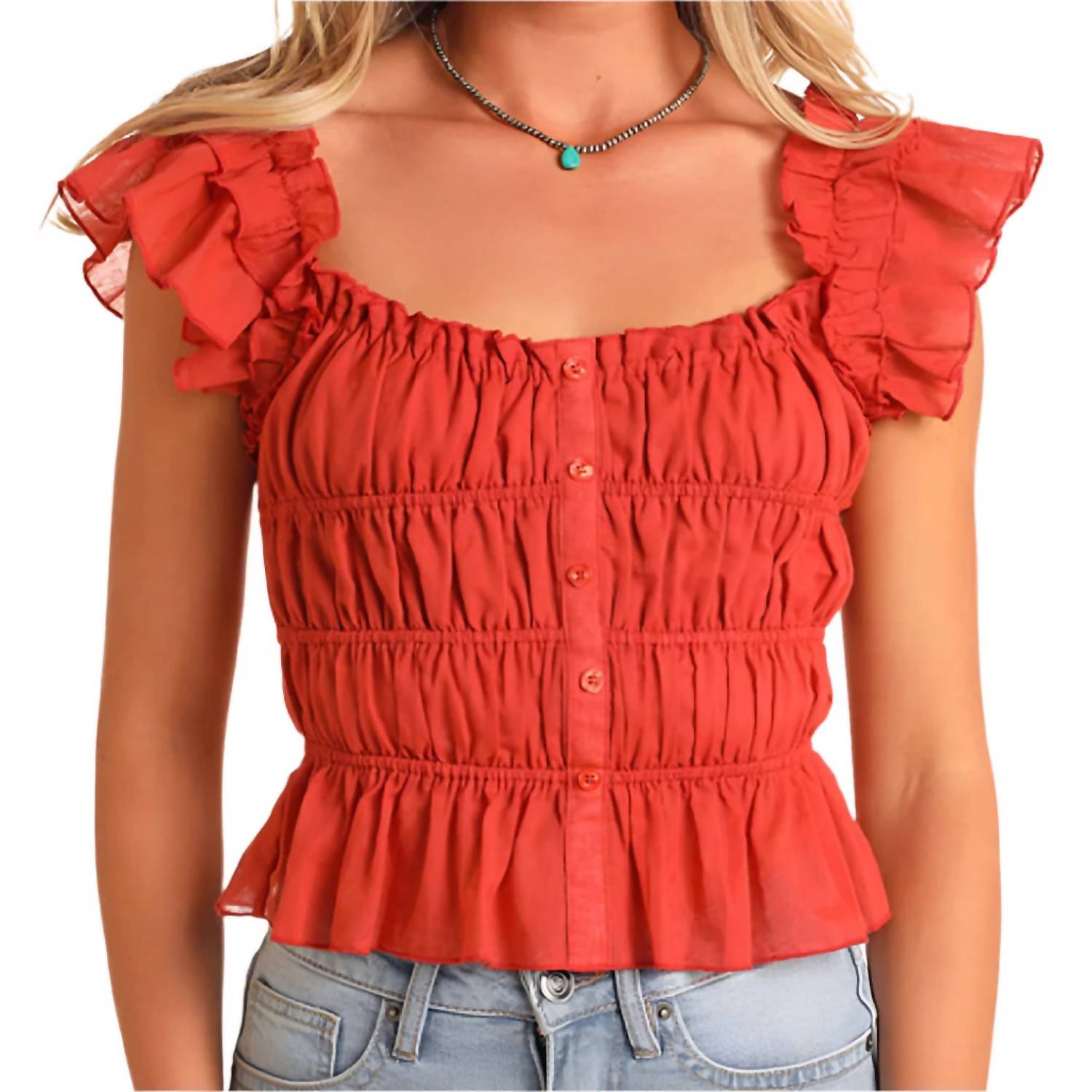 Rock & Roll Denim - Ruched Peplum Top