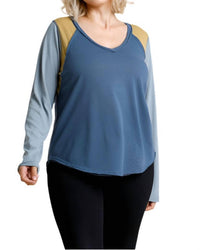 Umgee - Color Block Raw Edge Top