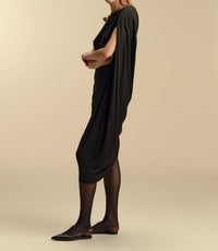 Marina Moscone - One-shoulder Asymmetrical Draped Midi Dress