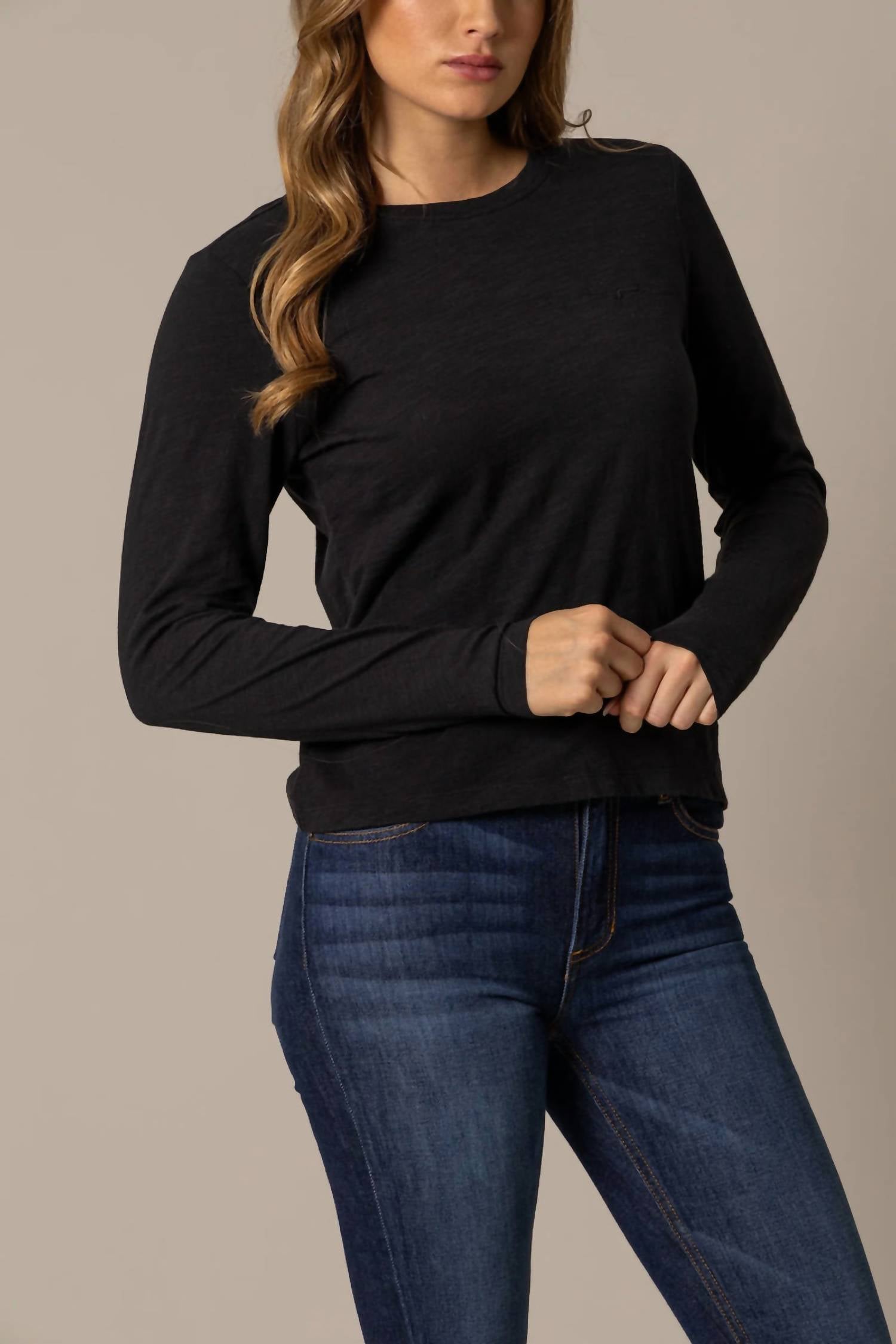 KIMES Ainsley Long Sleeve Tee in black - women's long sleeve top