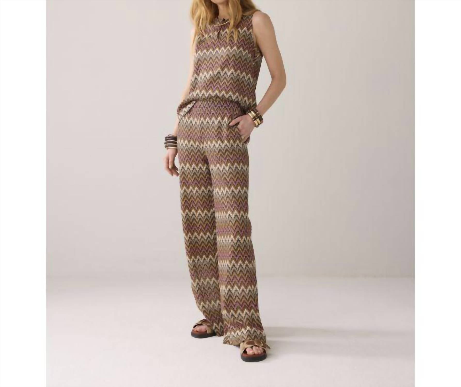 summum Women's Wide Leg Zig Zag Pant in multi - women's pants