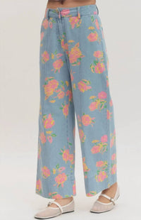 Entro - Women's Floral Denim Pants