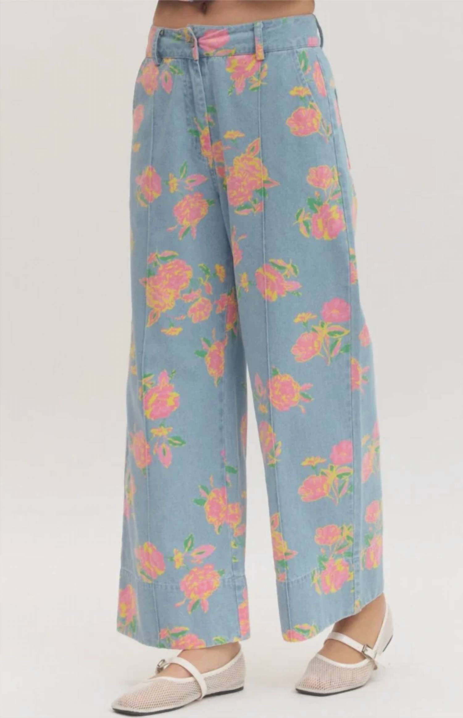 Entro - Women's Floral Denim Pants